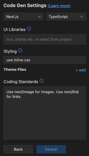 Settings Panel